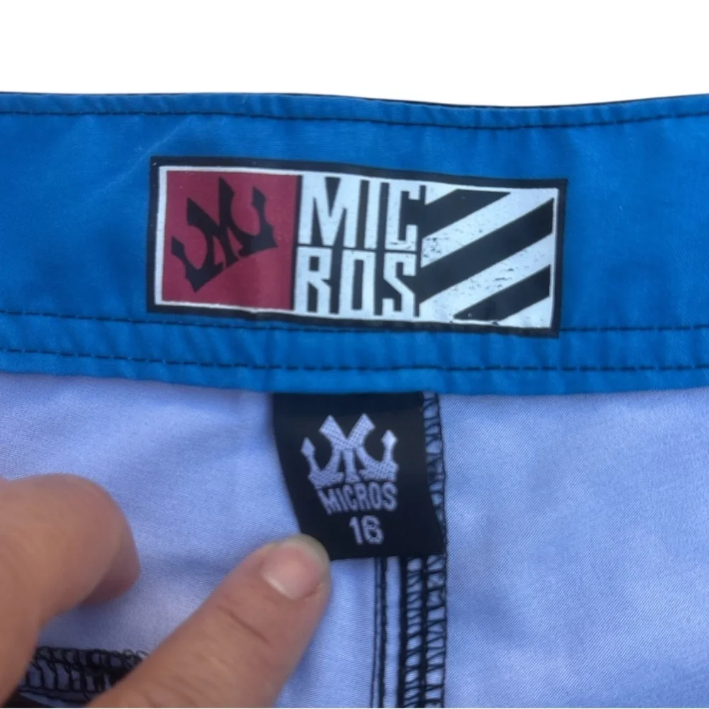 Boys Micros Black and Blue Burst Swim Shorts